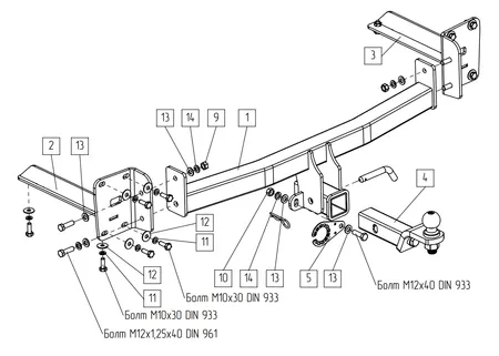 Фаркоп TowRus для Volkswagen Teramont 2022-2026 269092 в Хабаровск